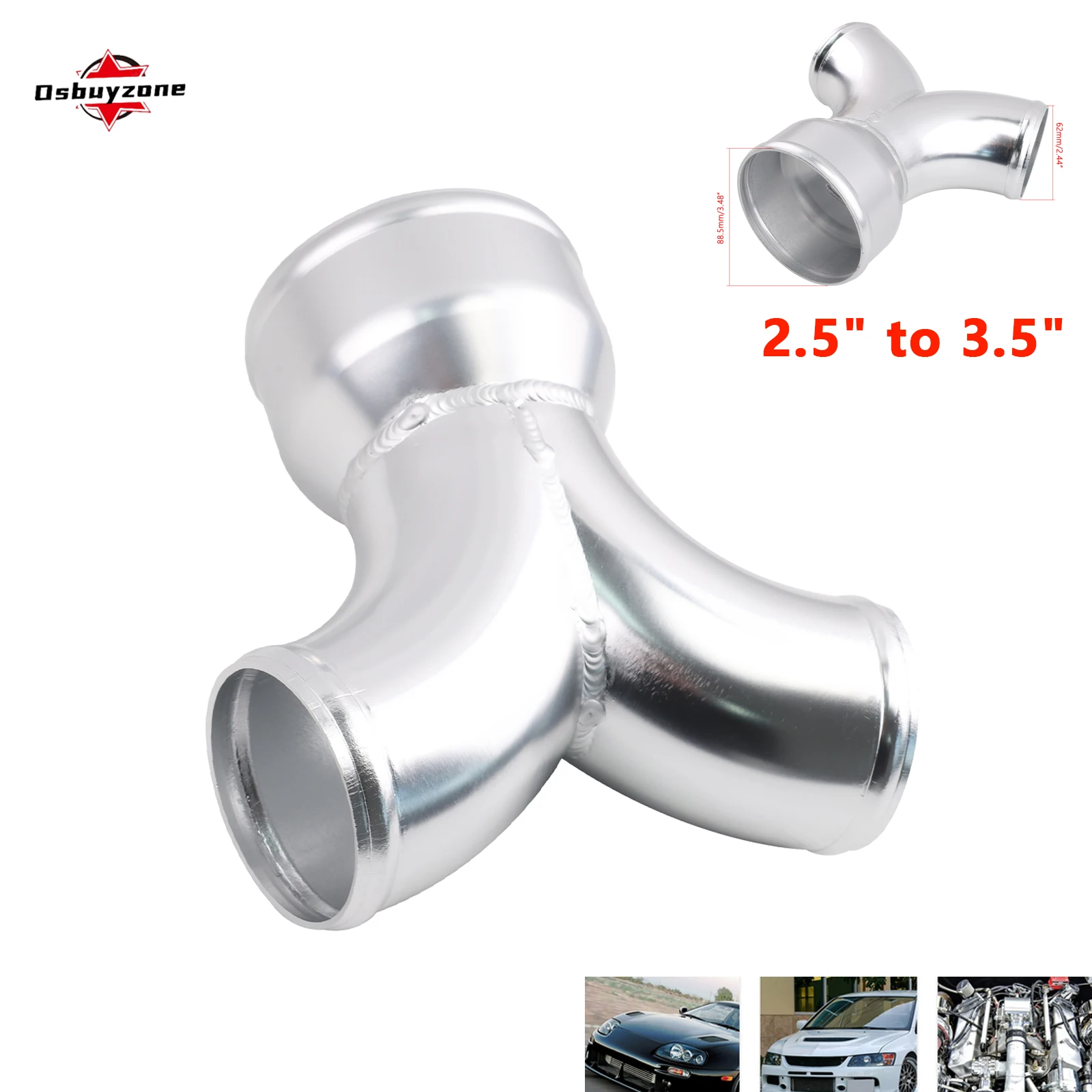 أداء الألومنيوم Y الأنابيب المزدوجة 2.5 "إلى 3" مدخل هواء بارد التوأم توربو المبرد الأنابيب اكسسوارات السيارات