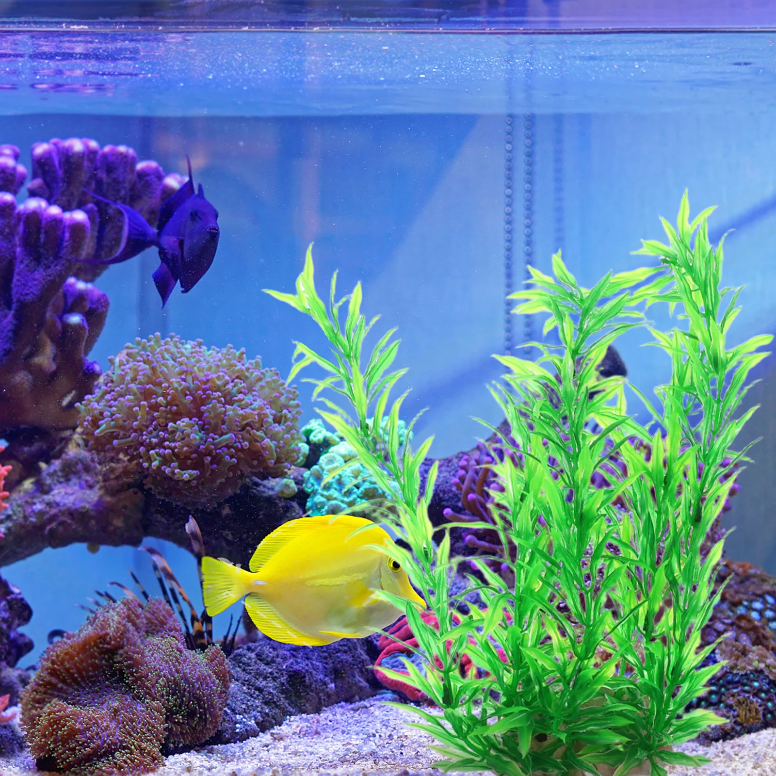 

2 pcs Artificial Aquarium Fake Grass Cluster Plastic Underwater Plants For Fish Tank Decorations Aquarium Simulation Green