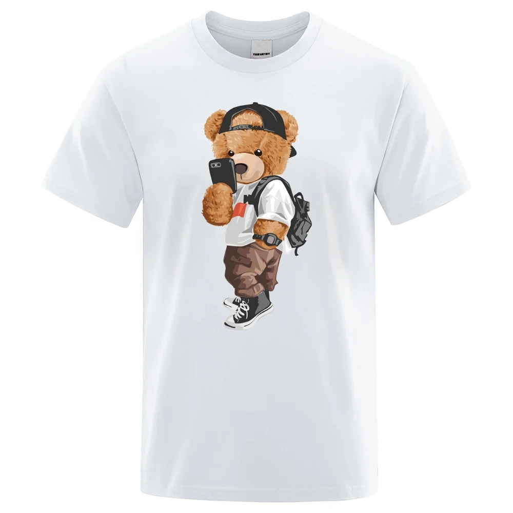 Men 2024 Fashion Ted Bear T Shirt Pure Cotton Tops Tee Funny Men Short Sleeve Crewneck Tees Summer Oversized Female T-Shirts