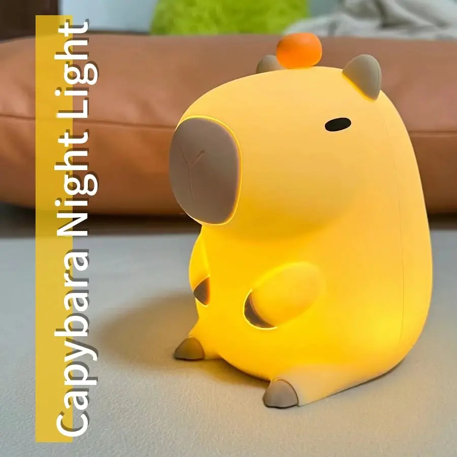 Cute Cartoon Capybara Night Light Silicone Animal Night Lamp Rechargeable Sleeping Nightlight Kids Bedside Lamp Room Decor Gifts