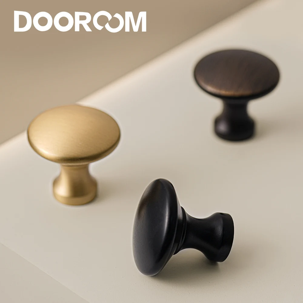 

DOOROOM Solid Brass Circular Cabinet Furniture Handle Black Golden high-quality And Sturdy Handle Kitchen Cabinet Storage