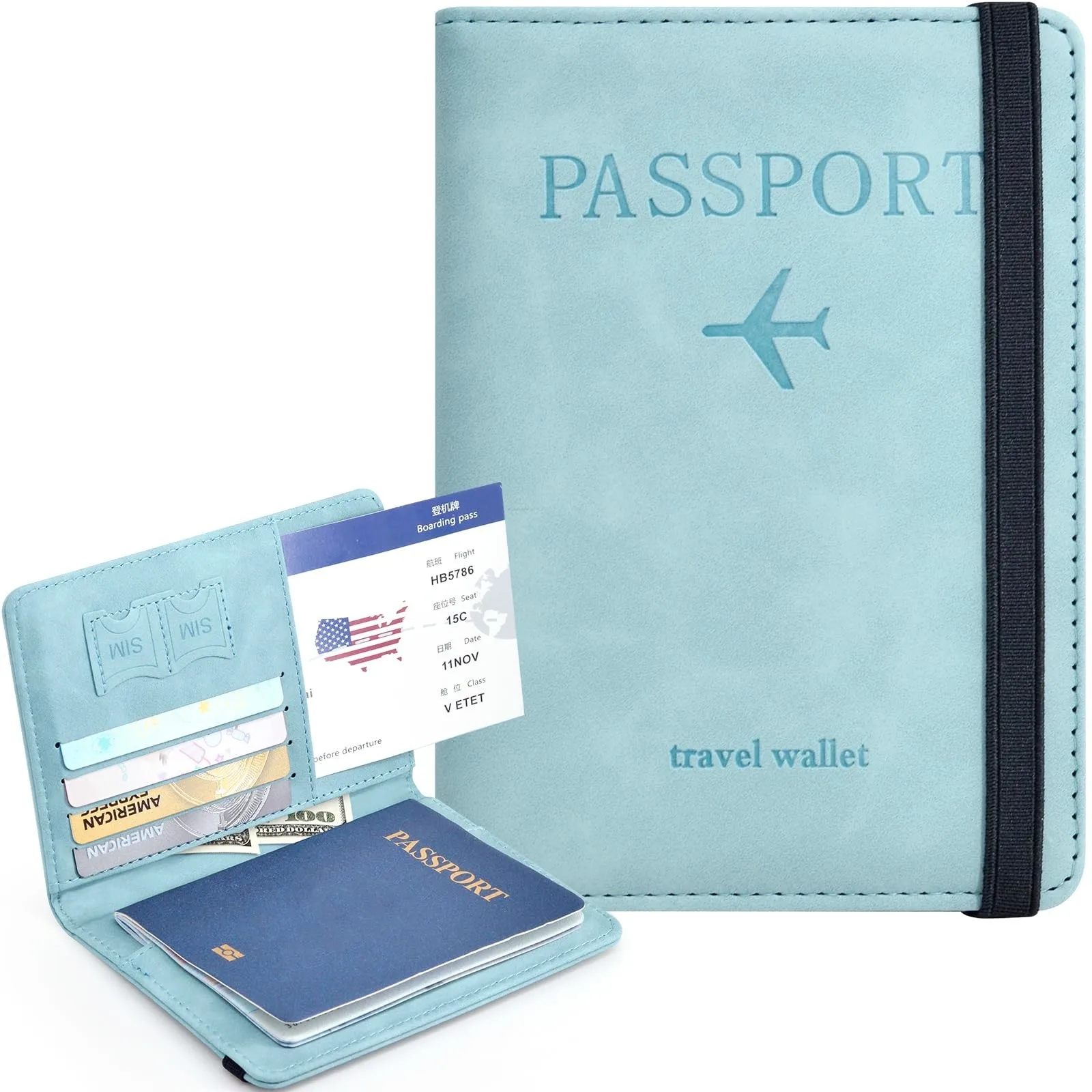 Passport Holder for Travel, RFID Passport Cover Wallet for Women Men PU Leather Passport Book Card Holder Case