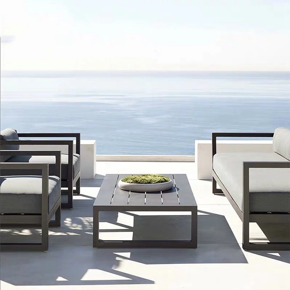 المنتجات الساخنة أنيقة الراقية اليدوية عالية الجودة في الهواء الطلق الخوص الروطان الأثاث رمادي في الهواء الطلق حديقة مجموعة أريكة الاقسام