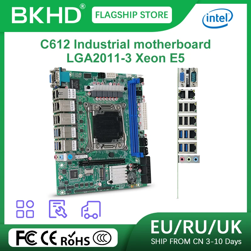 BKHD C612 Industrial Motherboard for NAS Router Server With 6x2.5GbE i226 10xSATA Support Raid Intel Xeon E5-V3 V4 Processor