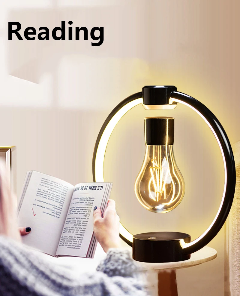 Magnetic Levitating Bulb Retro Atmosphere Lamp RGB LED Night Light Eye Protection USB Lamp for Bedroom Home Room Decor Gift