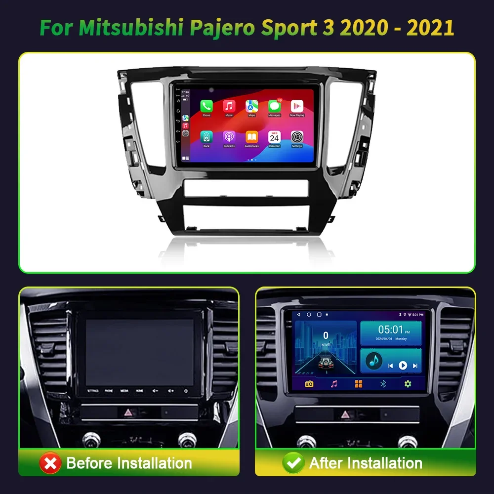 For Mitsubishi Pajero Sport 3 2020-2021 Car Radio Multimedia Navigation 4G GPS Wireless Carplay Stereo Android 15 Screen 2DIN