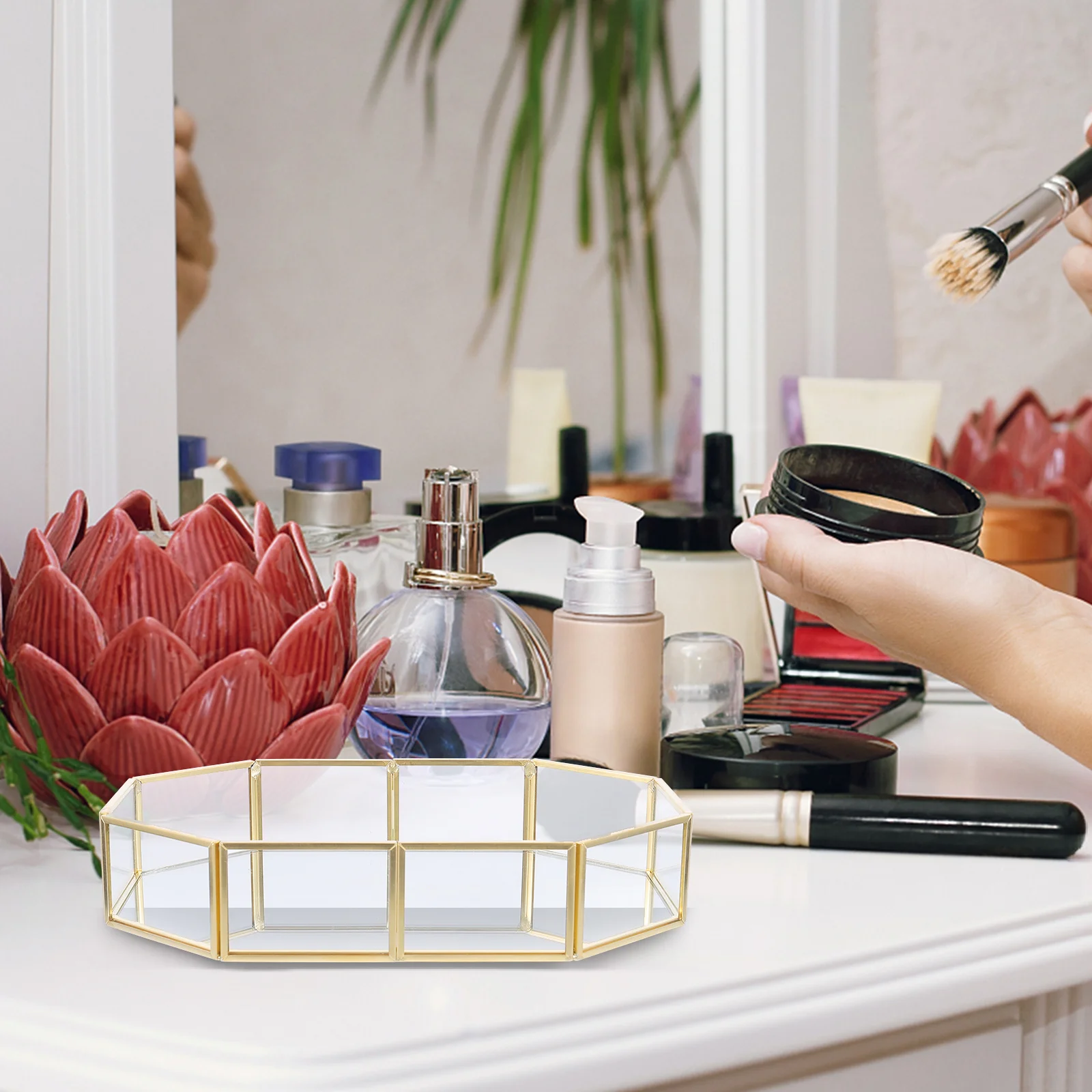 

Elegant Octagonal Glass Jewelry Box Exquisite Storage Tray for Rings Earrings Cosmetics Organizer Display Case