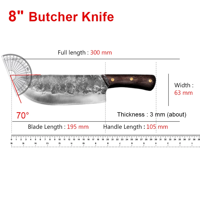 Cleaver Knife Hand Forged Blade Kitchen Knives Slicing Meat Vegetables Boning Butcher Knife Wood Handle Chef Cooking Tools