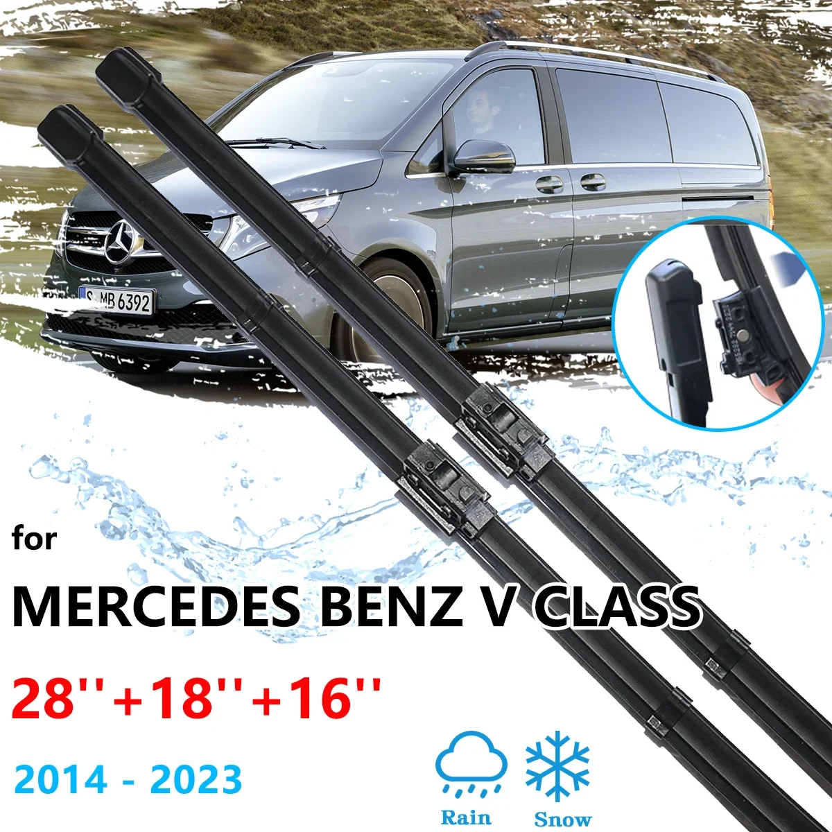 For Mercedes Benz Vito Viano V Class W447 2014~2023 Front Rear Wiper Blades Set Brushes Window Windshield Windscreen Accessories