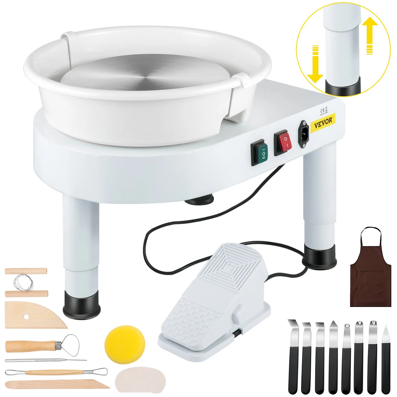 VEVOR Electric Pottery Wheel Machine 28CM 35CM Foot Pedal W/ Shaping Tools for School Ceramic Clay Working Forming DIY Art Craft