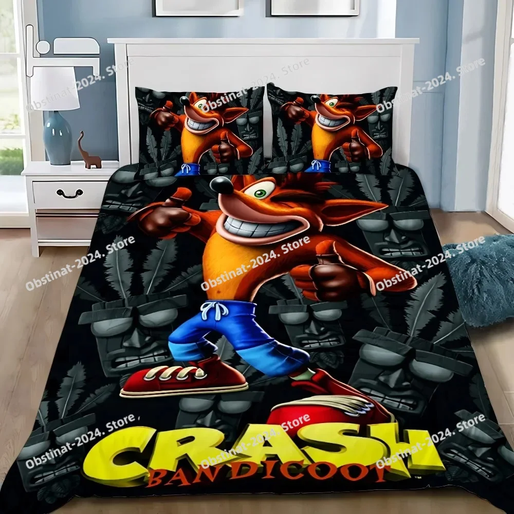 

Cartoon Duvet Cover Pillowcase Bedding Set Crashs Bandicoots Adult Boy Girl Bedroom Decoration Children Single Double Large Size