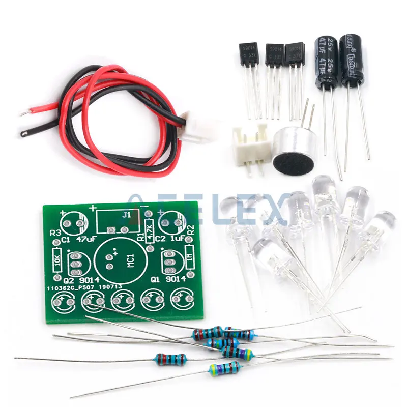 Sound Control LED Melody Lamp Electronic Production Kits Suite Voltage 3V-5.5V LED Sound Control DIY Kit FR-4 A Fiberglass Board