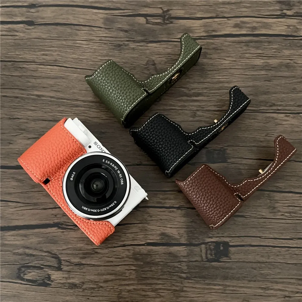 Camera Half Handmade PU Leather Case for Sony ZV-E10 ZVE10 Bottom Opening Body Cover