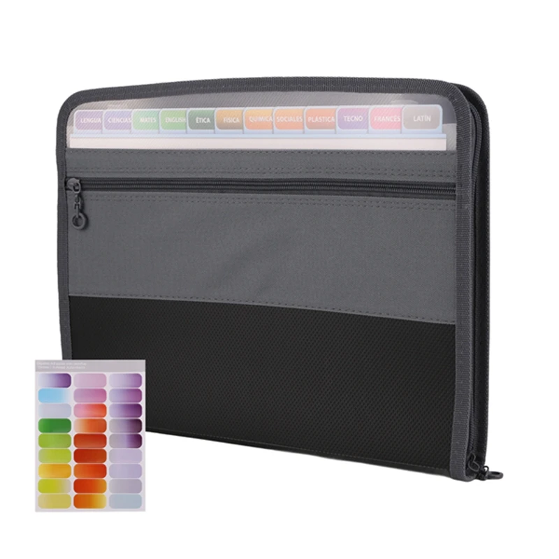 13 Pocket File Folder Storage Rack,File Box Storage Bag,With Zipper, Suitable For A4 Paper, Banknotes,Document Receipt