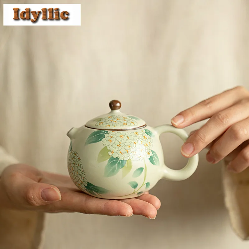 

160ml Ru Kiln Embroidered Ball Flower Globefish Teapot Luxury Tea Infuser Pot Tea Maker Kettle With Ball Hole Tea Items Ornament