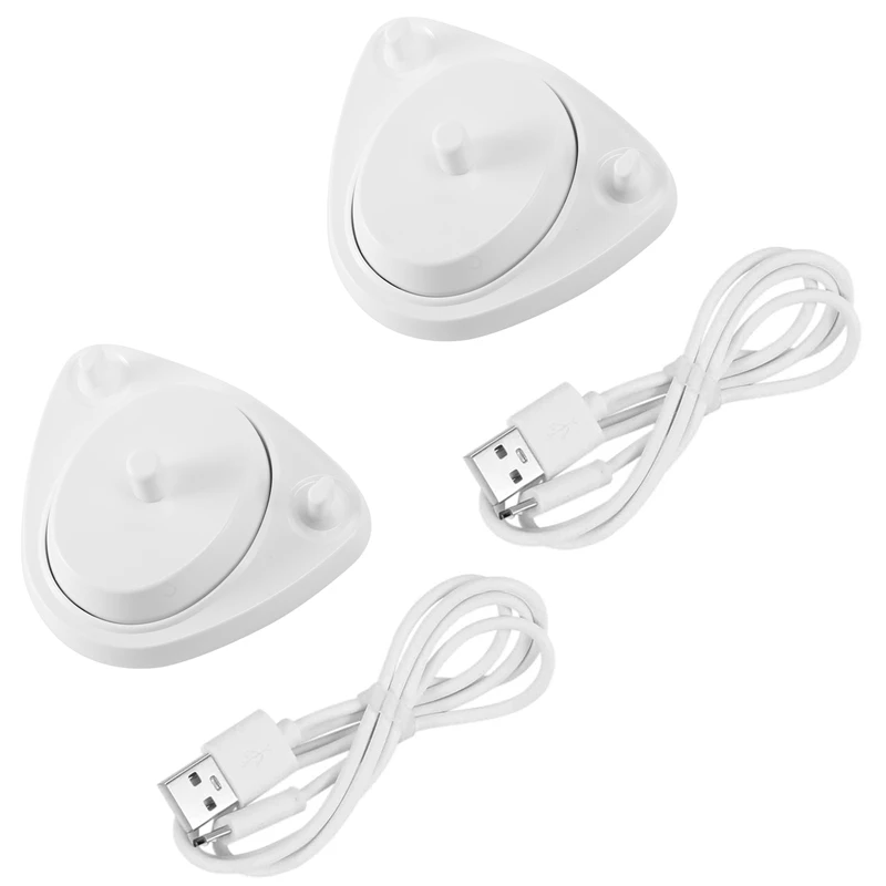 Top Sale 2X For Braun Oral B Toothbrush Replacement Charger Power Supply Inductive Charging Holder Model 3757 USB Cable White