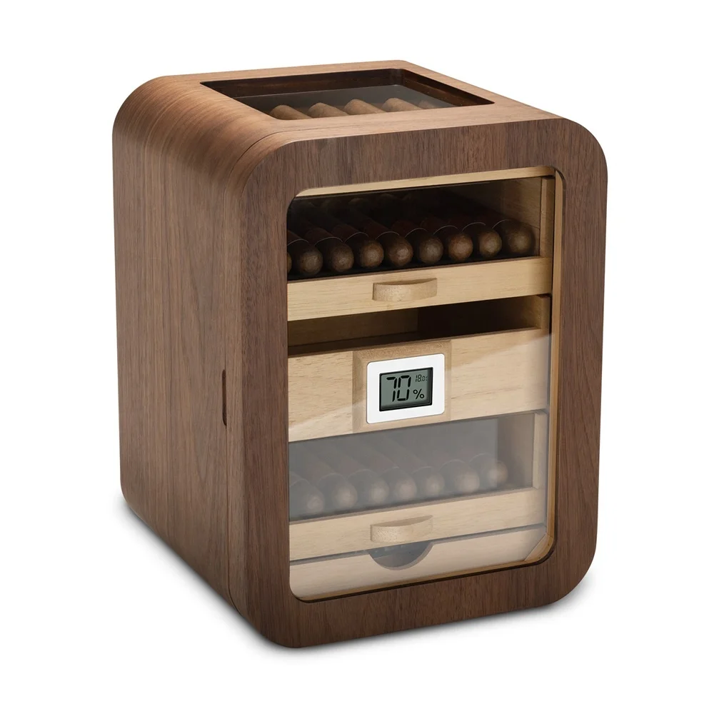 

Humidor Cabinet Handmade Humidor Box Cedar Desktop Box Hygrometer Cedar Wooden Cigar Humidor Case with Transparent Display