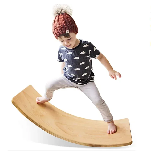 High quality cheap price wooden rocker board wooden balance board kid yoga curvy board