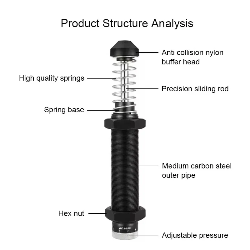HLH Pneumatic AD Adjustable Hydraulic Oil Pressure Buffer Damper Stable Speed Shock-absorbing Cylinder Manipulator AD1416 AD2025