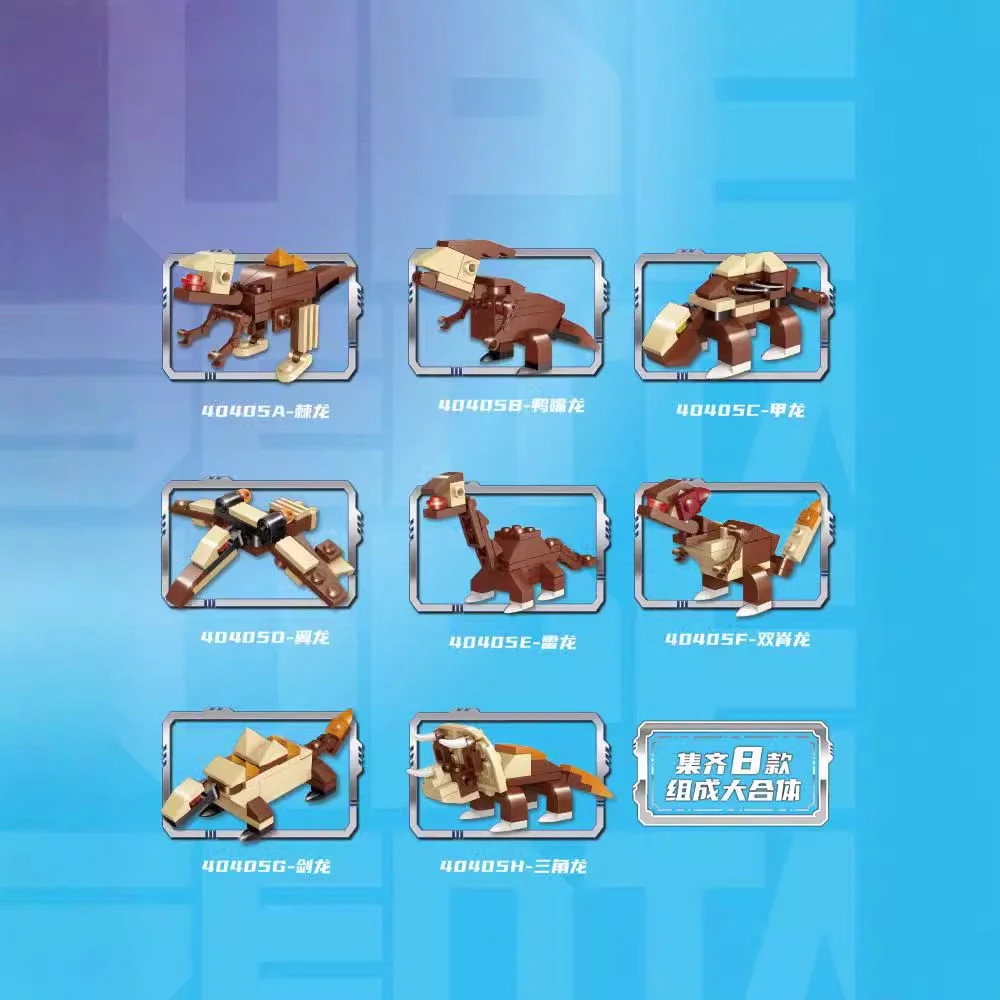 4 ''/10 cm Dieren Figuren 8 in 1 Dinosaurus Figuur Model Bouwstenen Kits Speelgoed voor Kinderen Kan worden Gecombineerd Dier Kids Geschenken