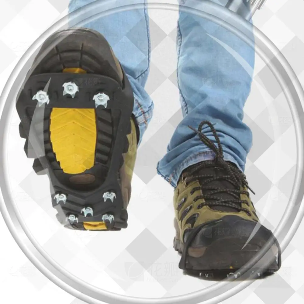 

1 Pair 8 Spikes Anti-Skid Traction Grips Ice Snow Grips Lightweight Ice Cleats Grips for Walking Jogging Hiking Mountaineering