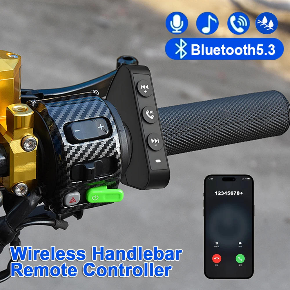 

Motorcycle Handlebar Remote Control Wireless Helmet Headset Remote Button Bluetooth Handsfree Kit Phone Media Remote Controller