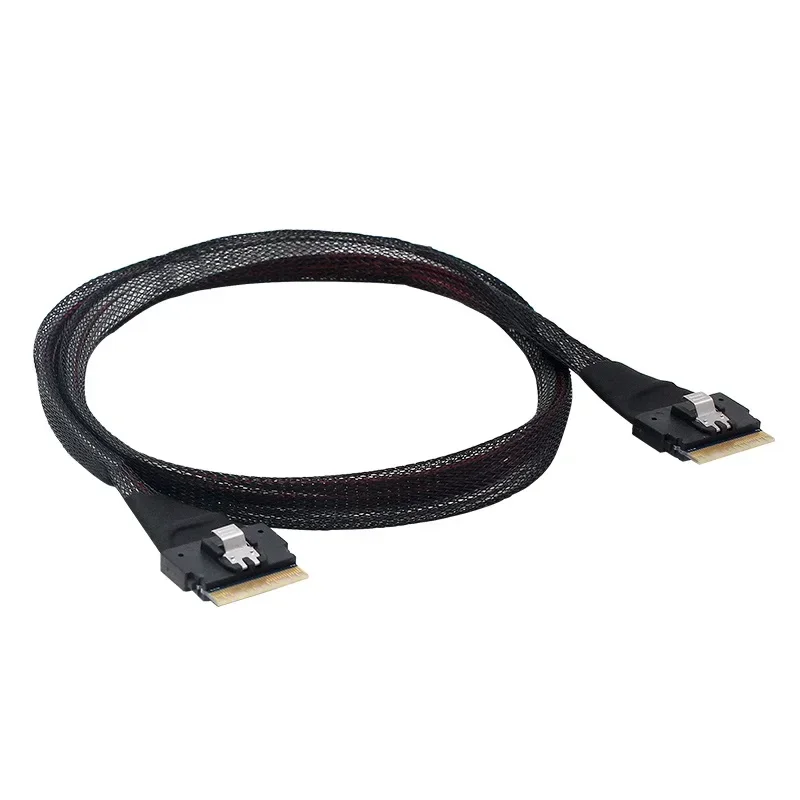 Cable de transmisión de alta velocidad Slim SAS SFF-8654 8i a SFF-8654 8I 74P SAS 4.0