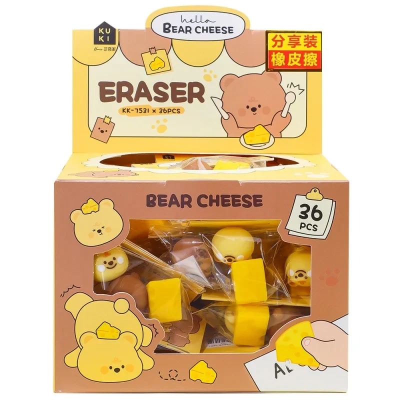 Bear Cheese Shape Eraser Student Creativity Stationery Cartoon Cute Few Scraps Simulation Ornaments