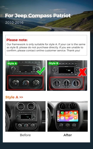 Imagen 2 del producto Radio de coche Android 15 para Jeep Compass Patriot 2010-2016 reproductor de vídeo Multimedia estéreo GPS unidad principal Carplay inalámbrica