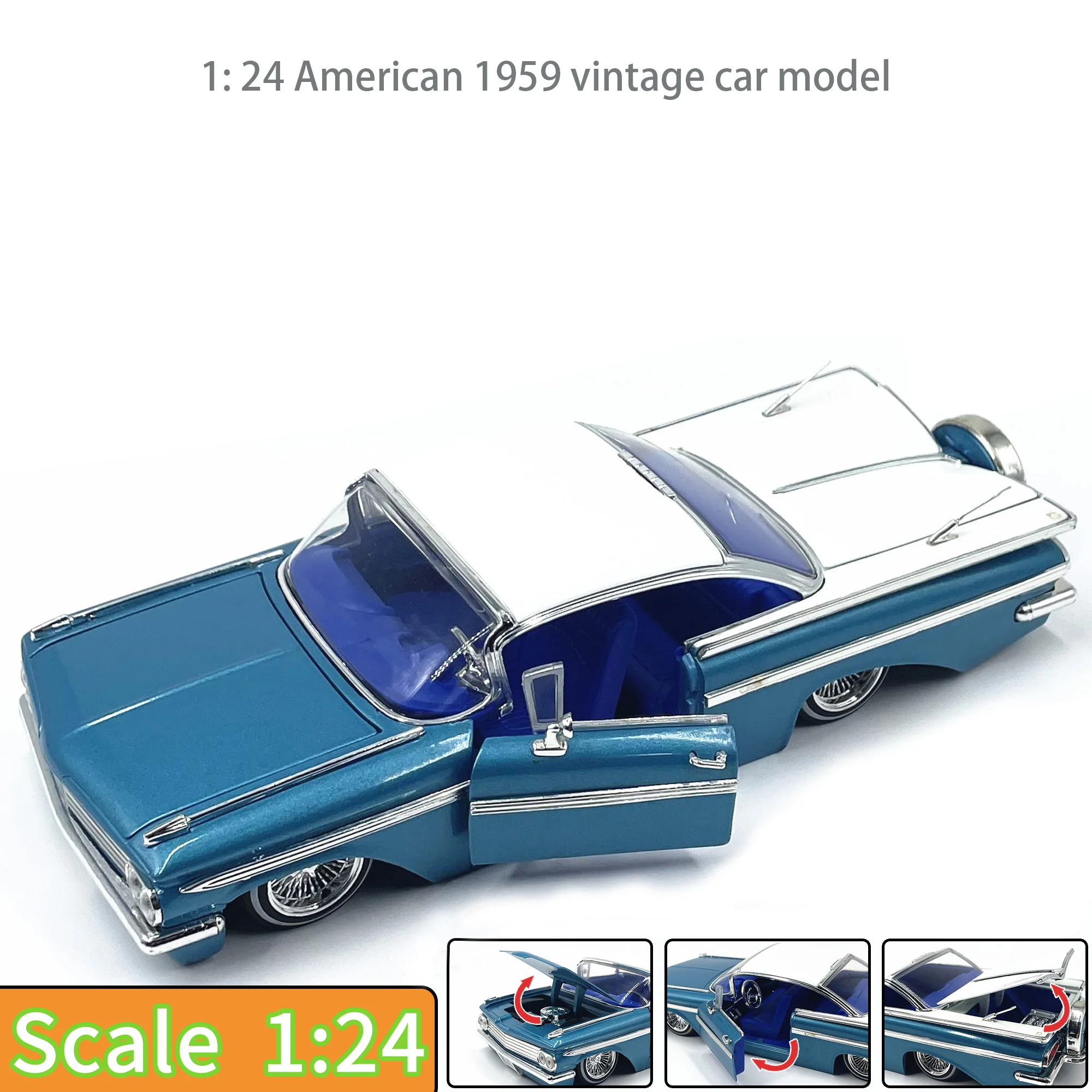 

1: 24 American 1959 vintage car model Alloy finished product collection model The door can be opened