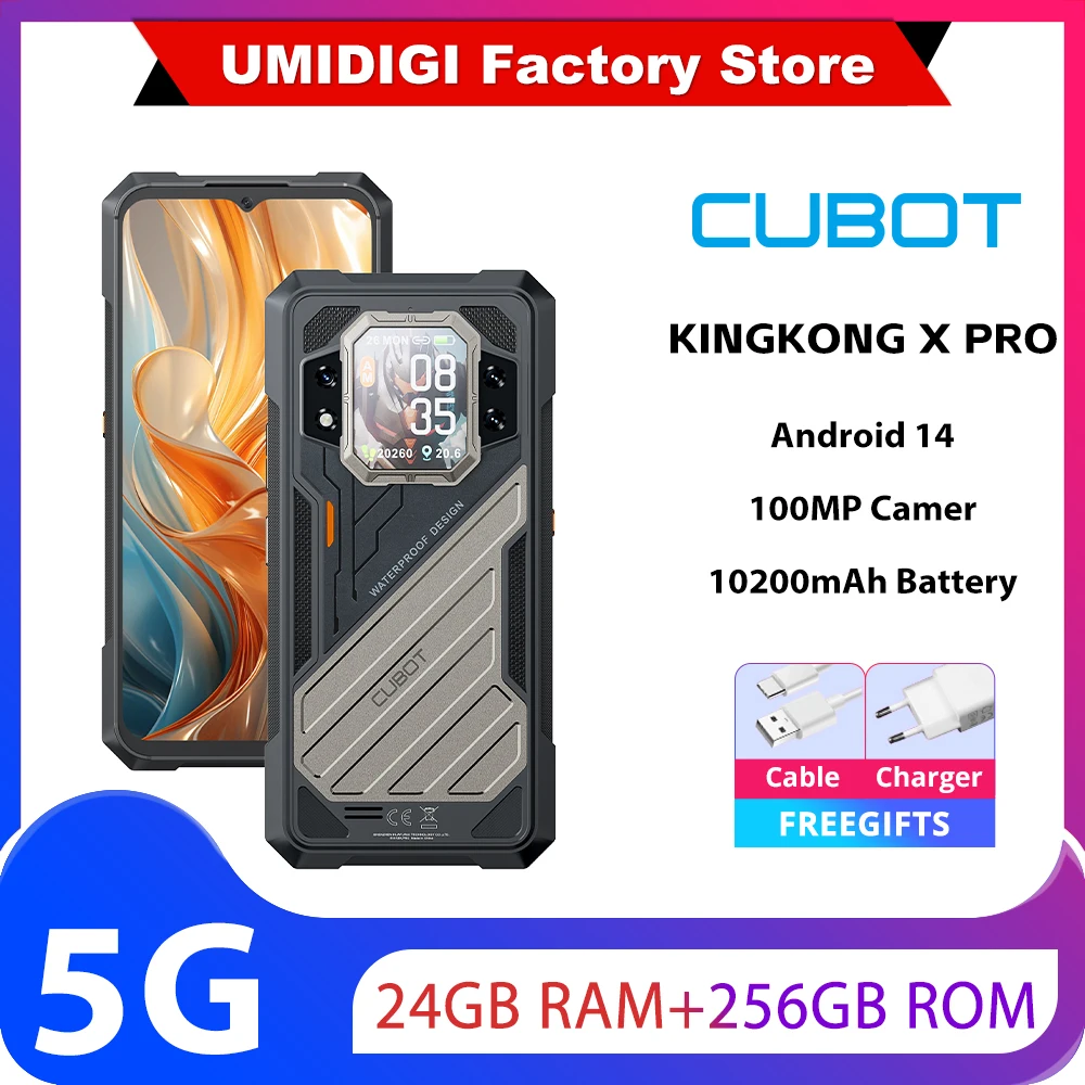 Прочный смартфон CUBOT KINGKONG X PRO 5G, 12 ГБ/24 ГБ ОЗУ + 256 ГБ ПЗУ, размер 8200 NFC, 6,72 дюйма, экран, 10200 мАч, глобальный