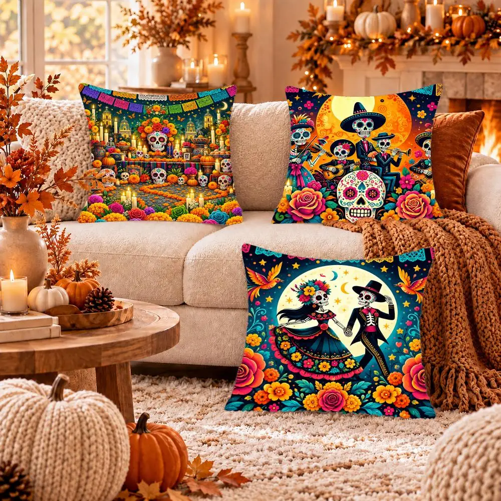 Marigold Moon Celebration Cushion Cover Soft Short Plush Pillow Cover Smooth Cozy Texture Cushion Case Home Decor