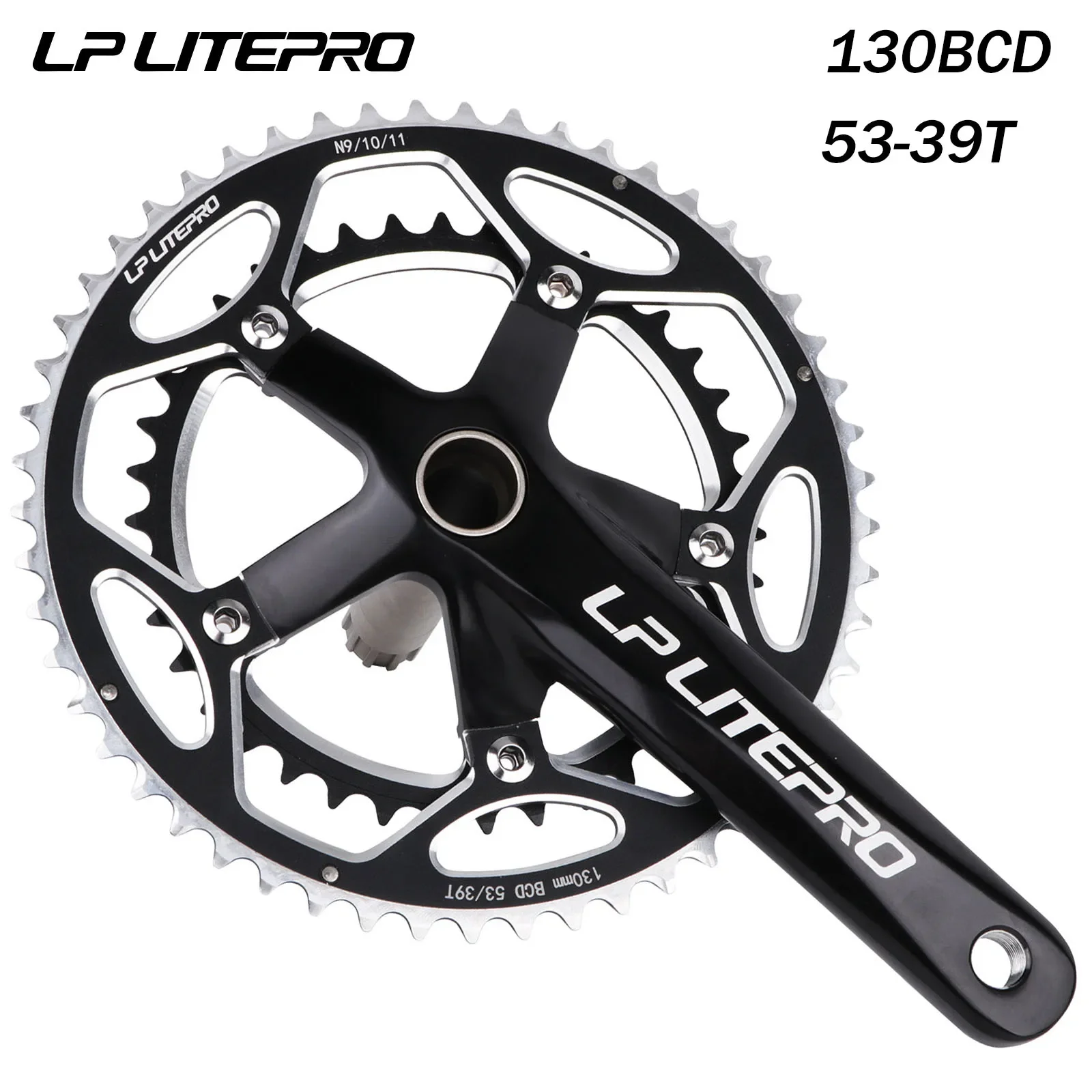 Litepro-Liga de Alumínio Anel de Corrente Dupla, 130 BCD Chainring, 53-39T, para 9, 10, 11Speed Road Bike, Folding Bike, Chain Roda