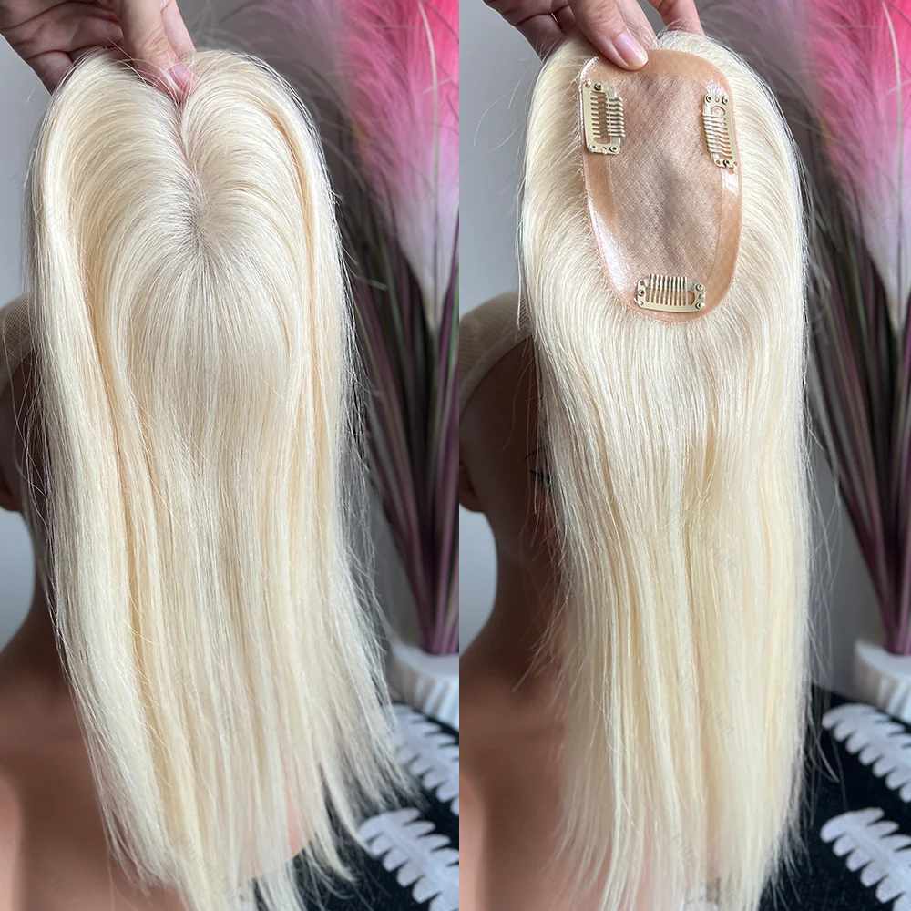 شعر بشري علوي 3 × 5 قاعدة أحادية شعر ريمي ممتاز 14 بوصة - 16 بوصة كروشيه يدوي 130% كثافة أشقر قابل للتنفس # 1001