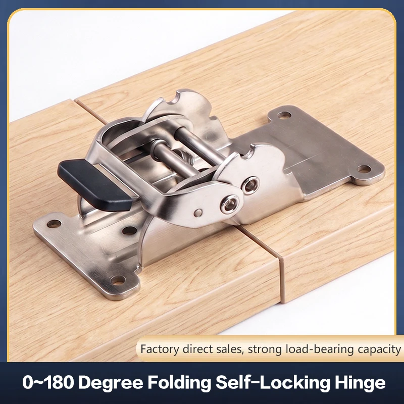 

1pcs 180 90 Degree Self Locking Folding Hinge Stainless Steel Spring For Table Desk Leg Support Furniture RV Heavy Duty Hardware