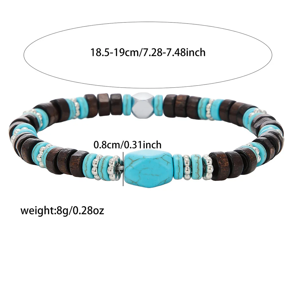 Böhmische Schwarze Gallenstein-Holzperlen-Armband, INS Grüne Imitation Naturstein Herrenarmband, Retro-Schmuck, Trendige Accessoires – Detail 5
