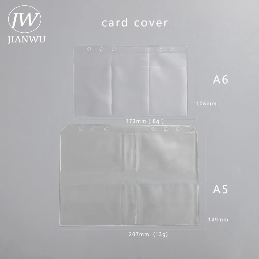 JIANWU A5/A6 Transparent Binder Storage Bag Notebook Journal Replaceable Stationery Organizer Binder Accessories Office Supplies