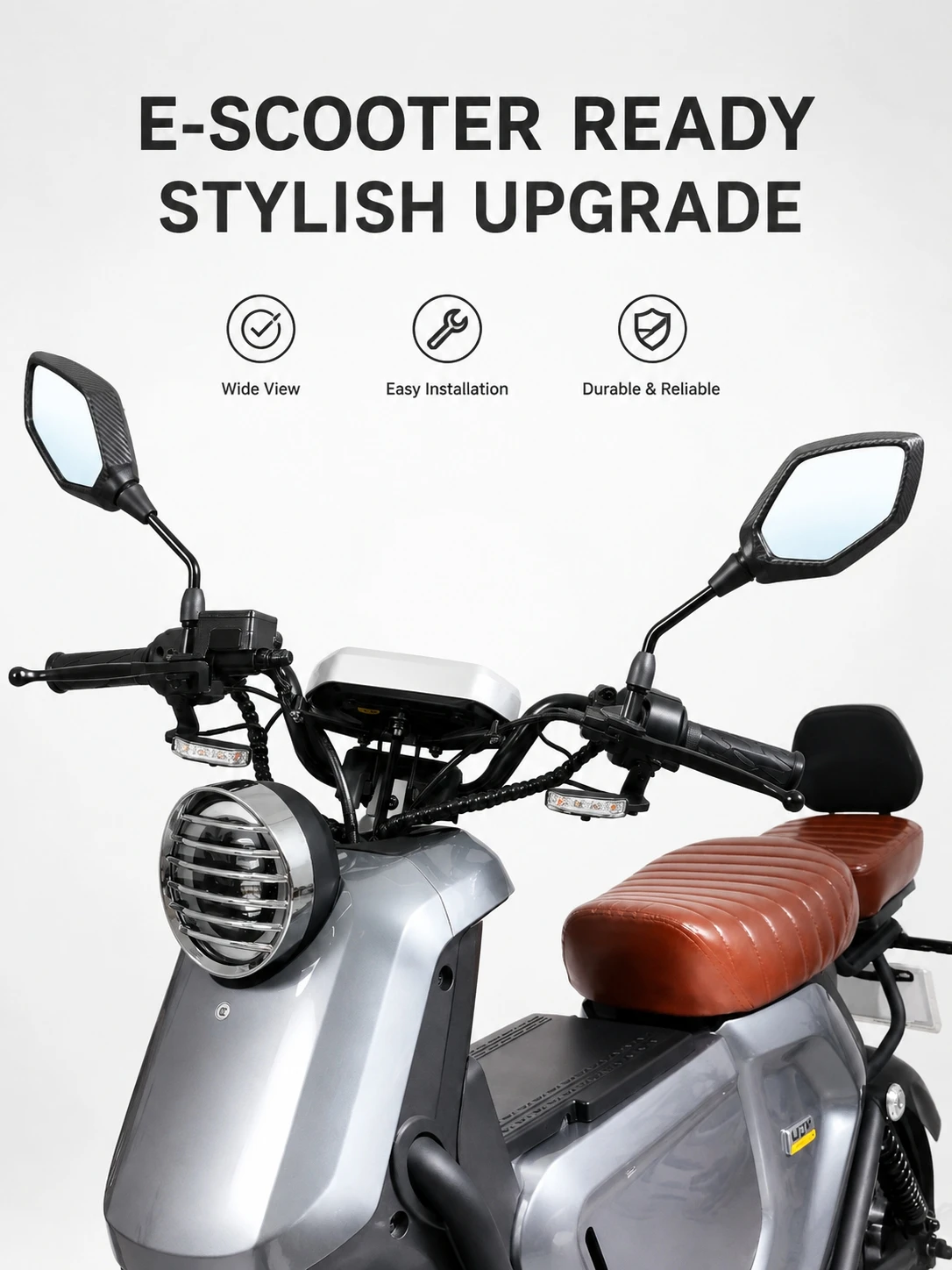 Motorcycle Rearview Mirror M10 Thread Universal Scooter E‑Bike Side Mirror Convex Lens 2 Colors Black Carbon Fiber Pattern