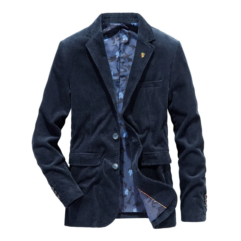 Brand Corduroy Business Blazer Men Spring Autumn Vintage Mens Jackets Cotton Casual Slim Fit Suit Male Size M-4XL Blazer Homme