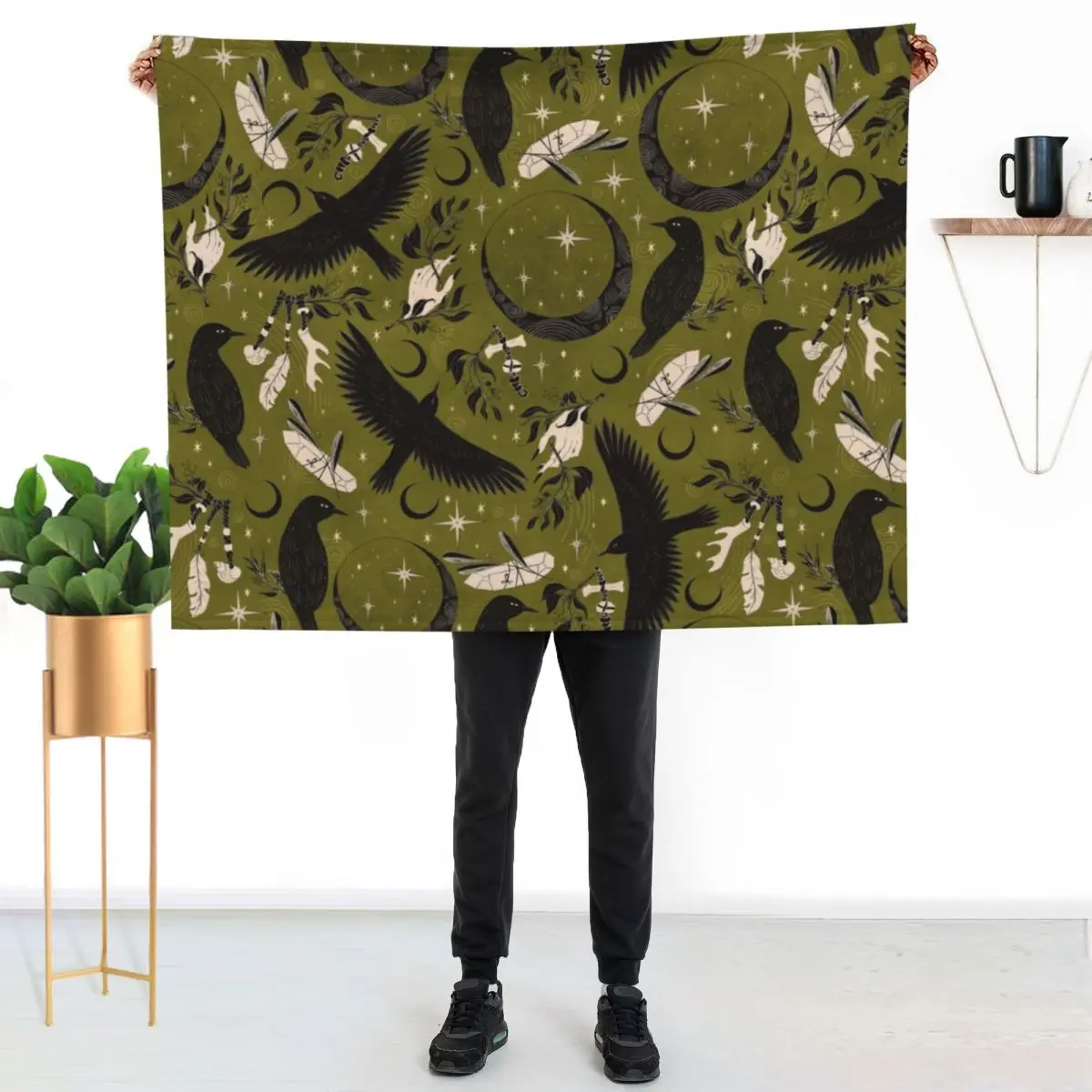 Raven Tarot Green Throw Blanket Bed warm for winter Decorative Beds for sofa Luxury Throw Custom Blankets