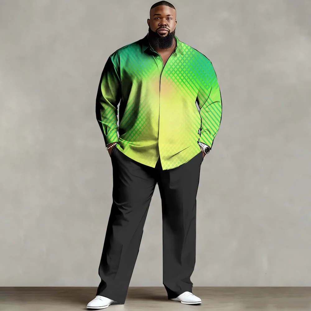 

S-9xl plus size Big & Tall Shirt Set (Iridescent Element) - Soft Cotton, Stylish Prismatic Print Patterns, Lightweight,