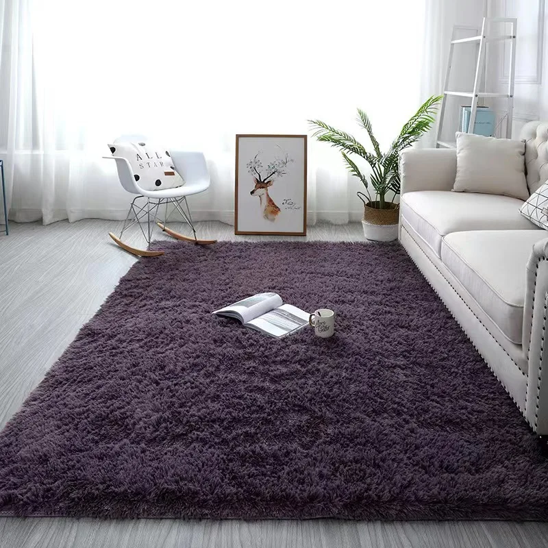 Simple solid color silk wool living room long hair dirt-resistant non-slip sofa bedroom full of cool bedside blankets