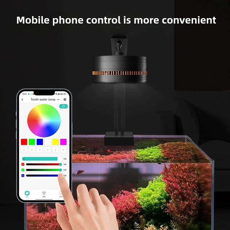 RGB Full Spectrum 6-Way Control Smart APP ควบคุม LED Aquarium Light สําหรับถังน้ําเค็ม