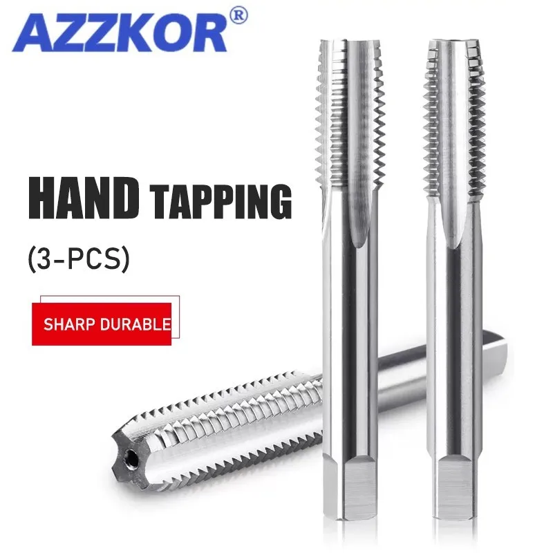 AZZKOR HSS Hand Tap Tapping Set Stainless Steel Tapping Bit Thread Manual Tapping Wrench M3 M4 M5 M6 M8 M10