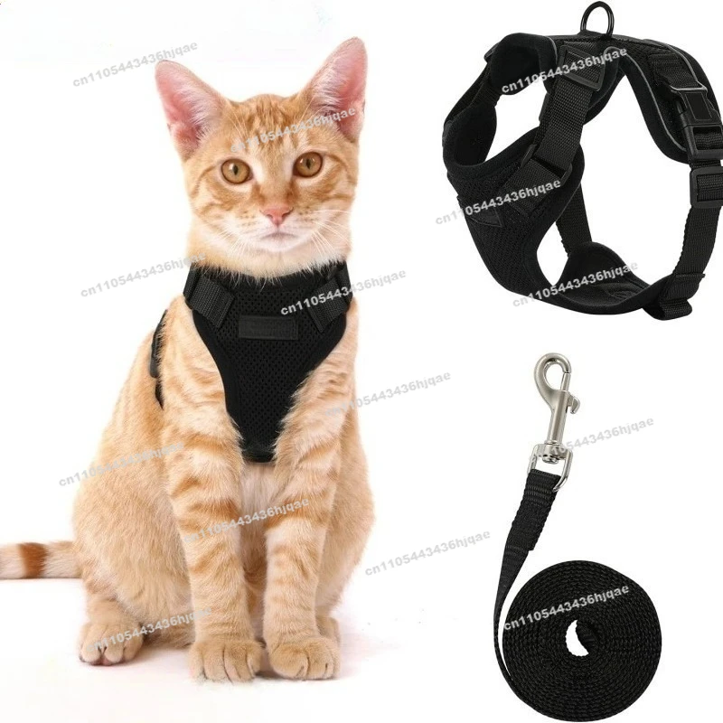 Pet Supplies Cat Breathable Chest Strap Reflective Anti-Break Free Walking Cat Rope Traction Rope Adjustable