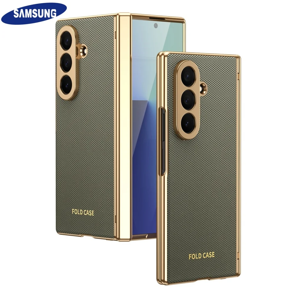 Film avant d'affaires mat placage protecteur d'appareil photo en cuir armure militaire coque de téléphone Samsung Galaxy Z Fold 7 6 5 4 couvercle de charnière