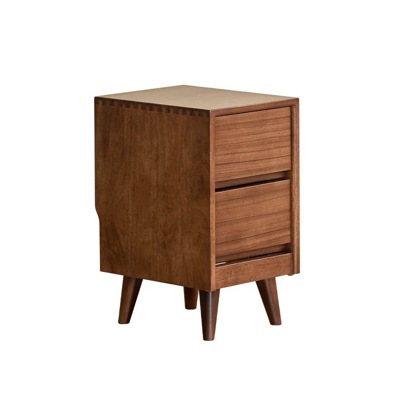 Nordic black walnut solid wood bedside table modern simple storage cabinet small apartment bedside ultra-narrow storage cabinet