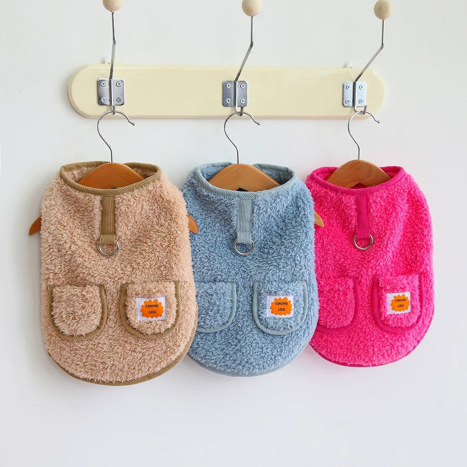 Dog Clothes Pockets Two Feet Dog Coat Pet Vest Velvet Coat Rice Grain Velvet Teddy Bear Yorkshire Teddy Pet Clothes Dogs Jacket