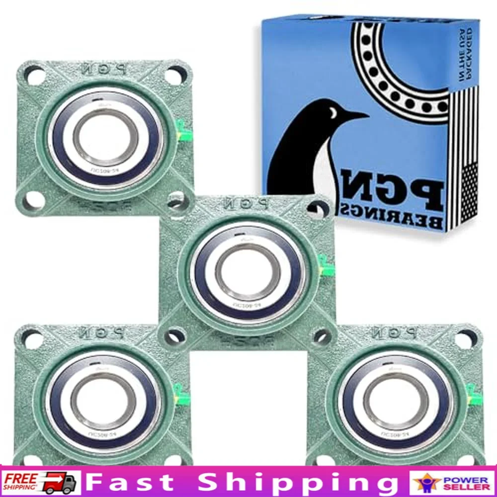 

PGN UCF208-24 Pillow Block Bearing Pack of 4 Square Flange Mounted Pillow Block Bearings Chrome Steel Bearings with 1 1/2" Bore