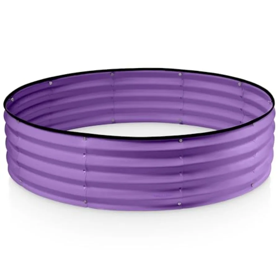 

Круглая оцинкованная приподнятая грядка 4×4×1 фут для сада, уличная клумба для овощей и цветов, фиолетовая, запатентованная конструкция без использования инструментов